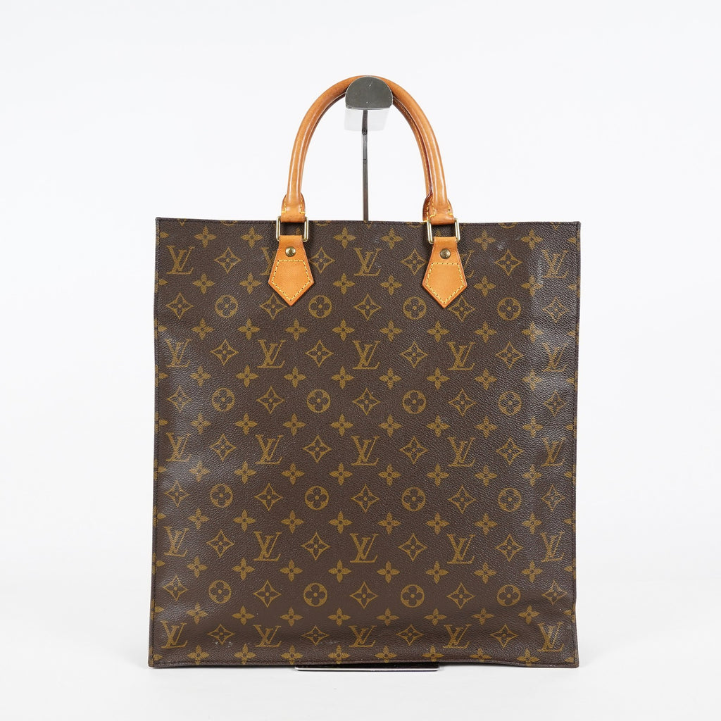 Louis Vuitton M51140 Monogram Sac Plat Tote Bag Brown Canvas Used 08E132310002