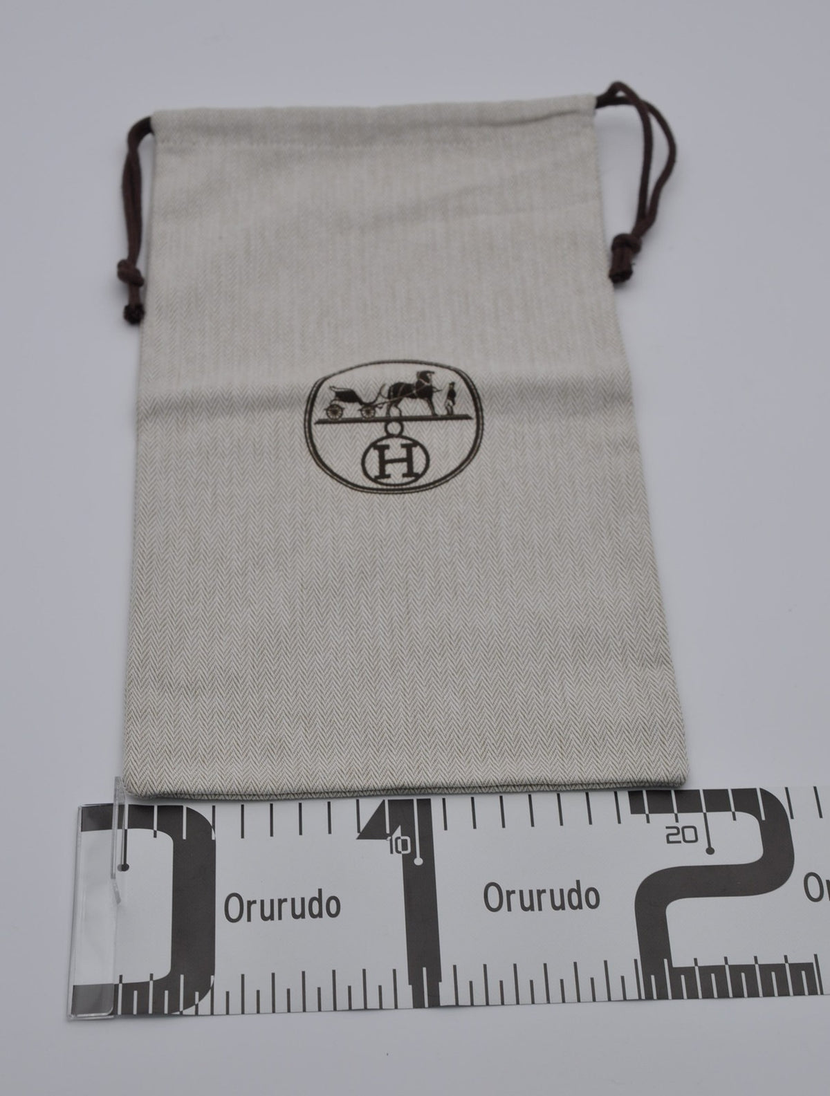 Hermes Dust Bag Storage Pouch Drawstring Beige Logo Authentic 23x35