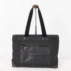 Gucci Black Nylon & Leather Tote Bag Purse With Zipper GG Monogram XY157