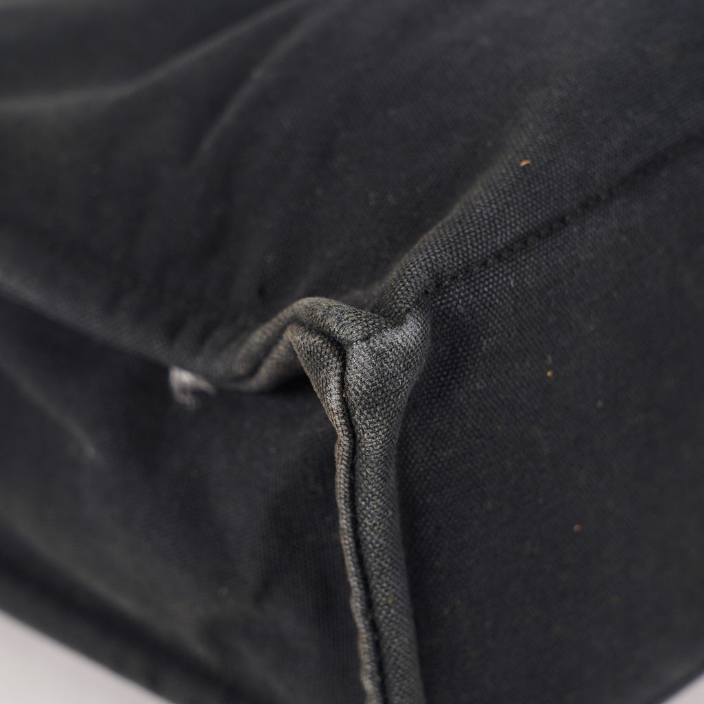 HERMES Fourre-Tout MM Black Canvas Tote Bag Hand Bag Purse Used 07A08605005