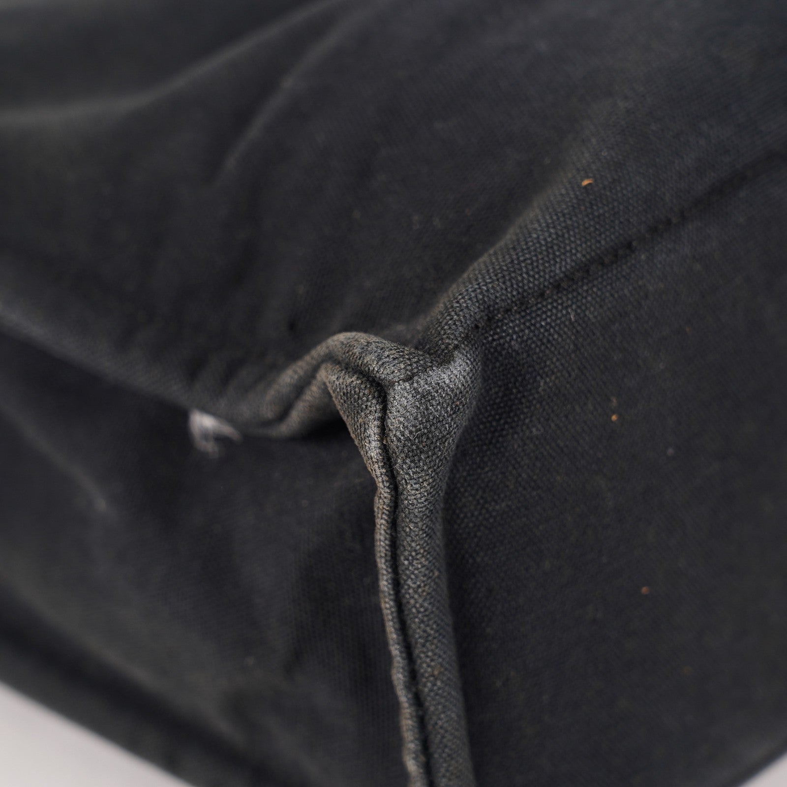 HERMES Fourre-Tout MM Black Canvas Tote Bag Hand Bag Purse Used 07A08605005