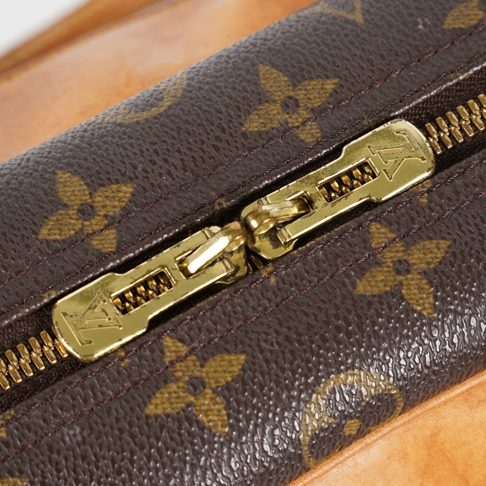 Louis Vuitton Monogram Deauville M47270 Hand Bag Brown Used Vintage 07A082288024