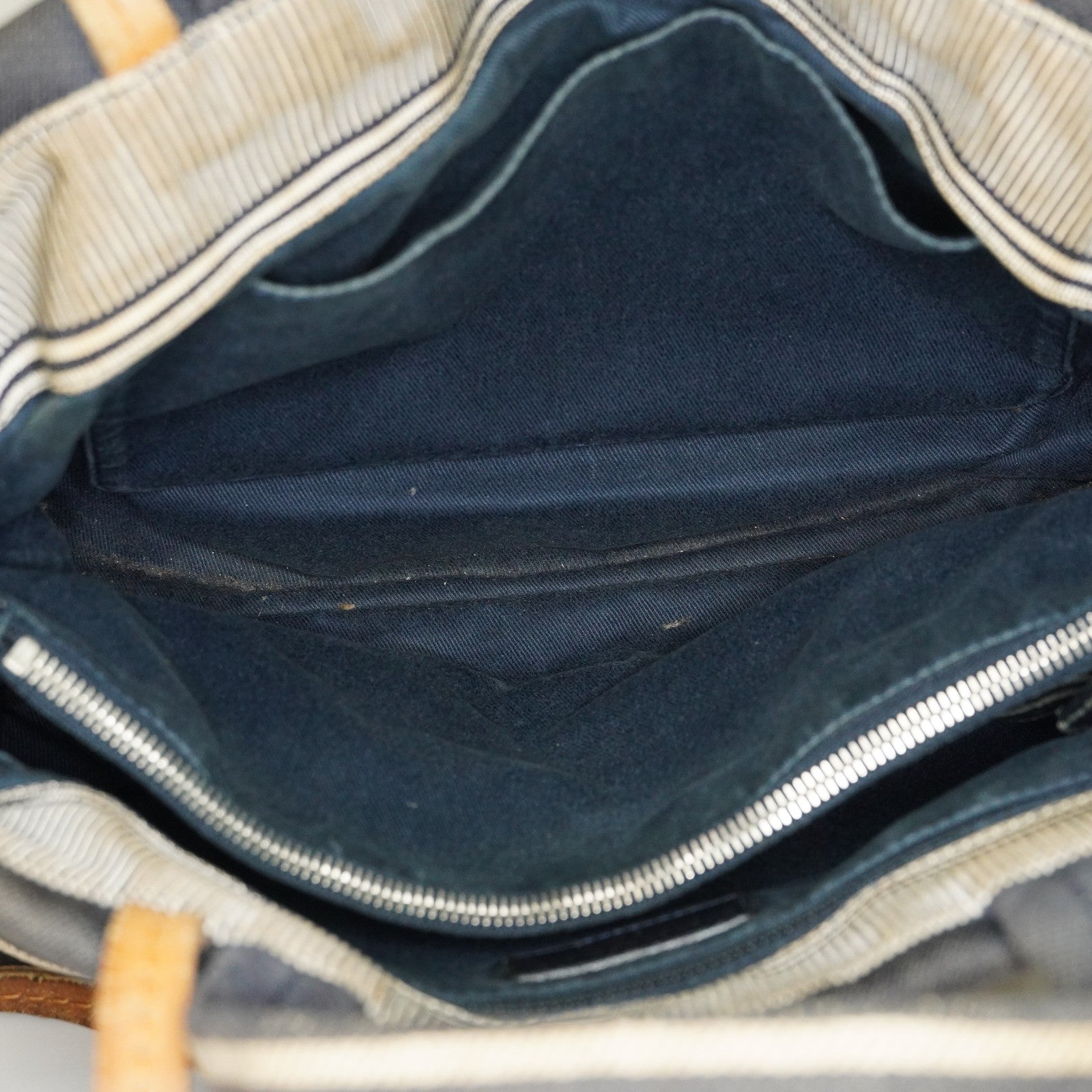 Chanel Coco Canvas Leather 2WAY Tote Bag 40cm Navy Used Vintage 07E019020027