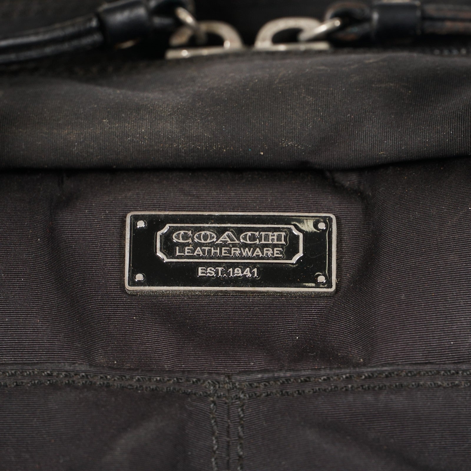 Coach Varick Briefcase Business Bag Brown Nylon Leather Tablet Laptop XY90