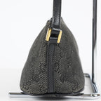 Gucci GG Canvas Boat Pochette Accessory Pouch Bag Gray Black Used 08E012530012