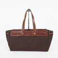 HERMES Herbag Cabas PM Brown Canvas & Leather Tote Bag Used Vintage 07A185720031