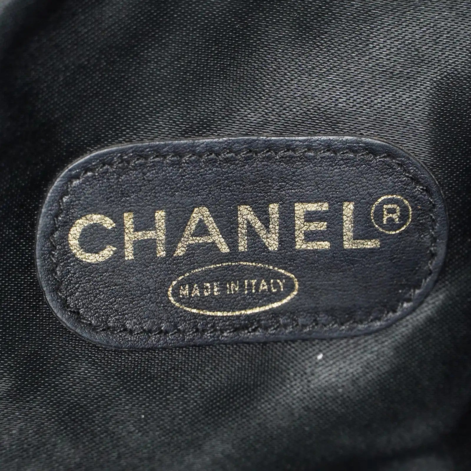 CHANEL Vintage CC Black Leather Drawstring Shoulder Bag 26cm Used 07E118580027