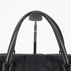 CHANEL Chocolate Bar Nylon Mini Boston Handbag Black Silver HW Used 07E314180008