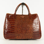 Longchamp leather Tote Bag Brown Shiny finish Medium Elegant 25306352632