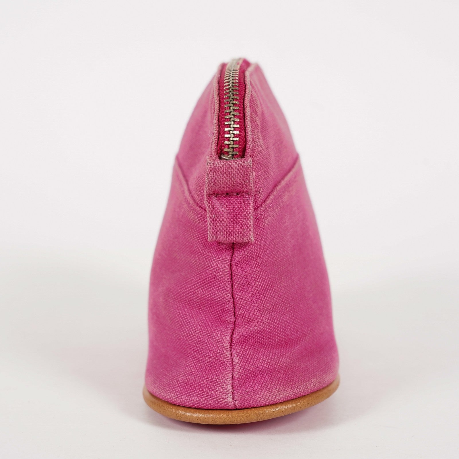 Hermes Bolide Pouch Mini Mini Pink Canvas Leather Used 07E27825001