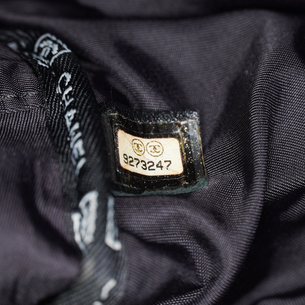 CHANEL Sports Line Boston Bag 40cm Black Canvas Used Vintage Duffle 07E186930027