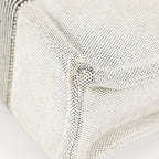 HERMES Fourre Tout PM Canvas Tote Hand Bag Gray Black Stripe 08E23825010