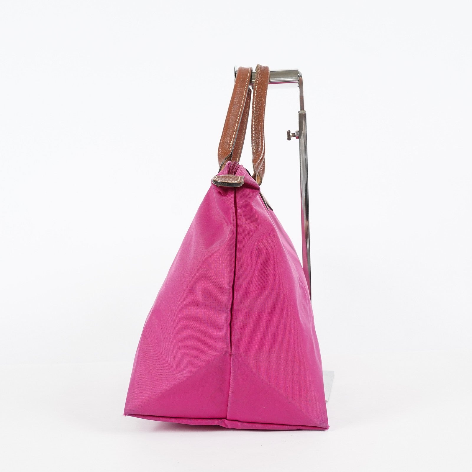 Longchamp Le Pliage Top Handle Tote 30cm Pink Nylon Used Handbag 08E17495007
