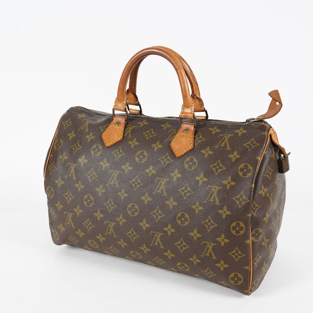 Louis Vuitton Speedy 35 Monogram Brown Canvas Hand Bag Used M41524 07E214620027