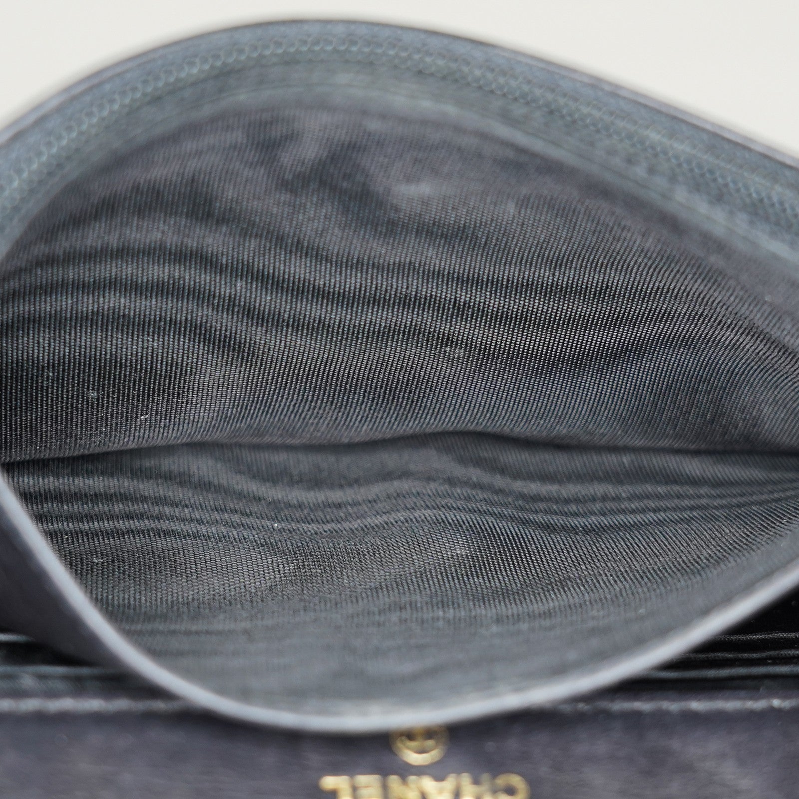 Chanel Coco Mark Shoulder Chain Wallet Black Women's Enamel vintage 05E294730016
