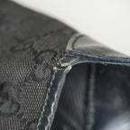 Gucci GG Canvas Shoulder Bag 30cm Black Leather Trim Vintage Used 07E263740009