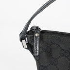 Gucci GG Canvas Boat Pochette 22cm Black Leather Trim Vintage Used 07E022310029