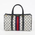 Gucci Vintage GG Supreme Sherry Web Mini Boston Bag Navy Leather 07E043410017