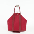 Hermes Garden File PM Red Leather Tote Shoulder Bag Used Auth 09E043410011