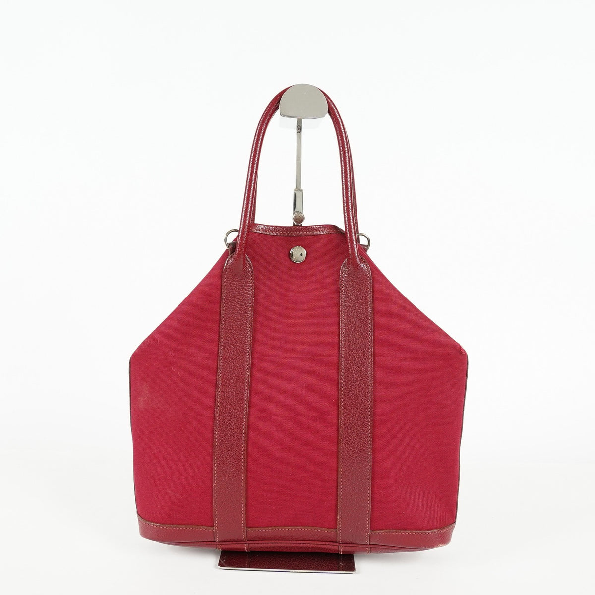 Hermes Garden File PM Red Leather Tote Shoulder Bag Used Auth 09E043410011