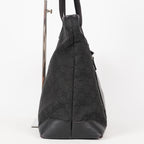 Gucci Black Nylon & Leather Tote Bag Purse With Zipper GG Monogram XY157