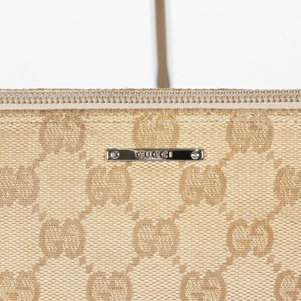 Gucci GG Canvas Boat Pochette Shoulder Bag Beige Green Used Vintage 08E012310002
