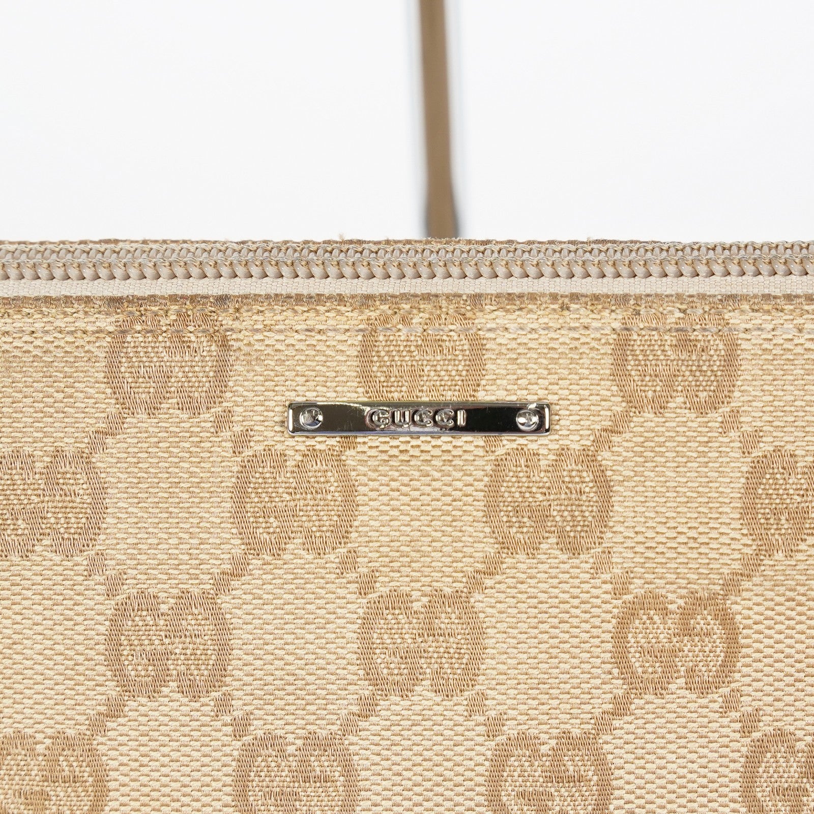 Gucci GG Canvas Boat Pochette Shoulder Bag Beige Green Used Vintage 08E012310002