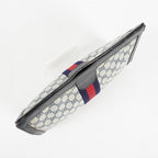 Gucci Clutch Bag Navy GG Canvas Leather Used Pouch Second Bag 09M441019708