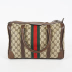 Gucci Vintage GG Supreme Sherry Line Mini Boston Bag Beige Leather 07E052640017