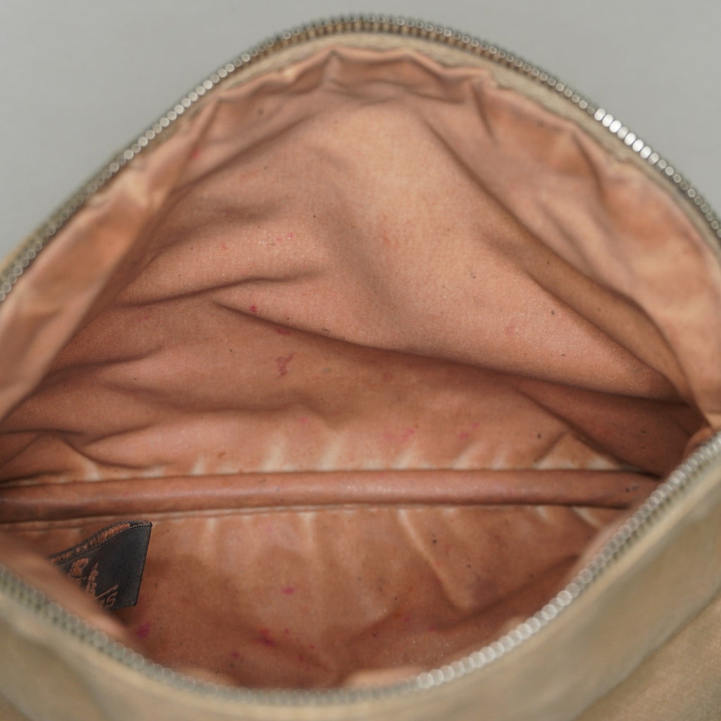 Hermes Bolide Pouch 21 Beige Canvas Leather Cosmetic Pouch Used 08E23495007