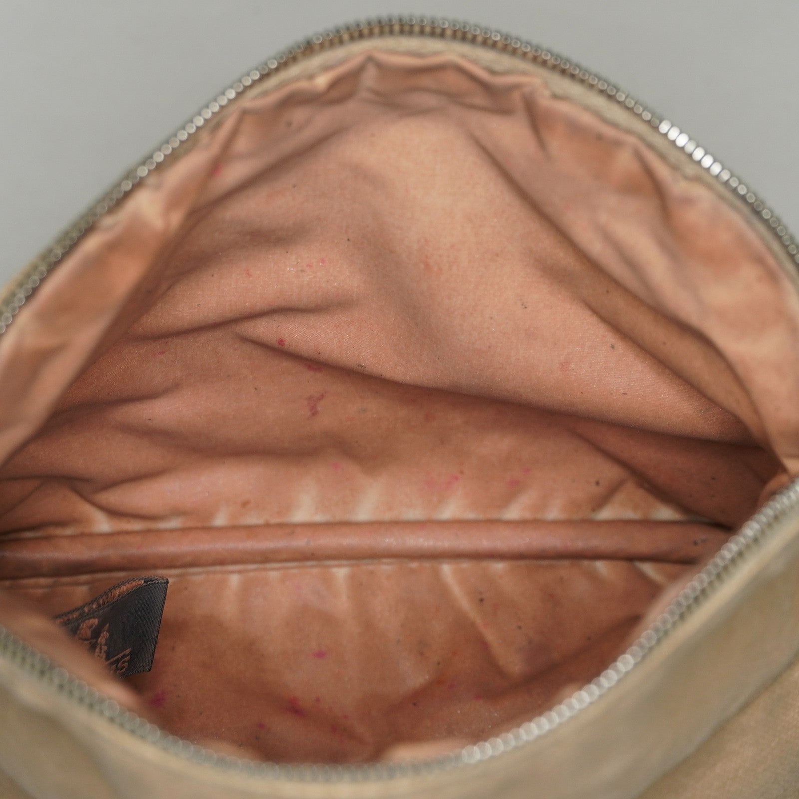 Hermes Bolide Pouch 21 Beige Canvas Leather Cosmetic Pouch Used 08E23495007
