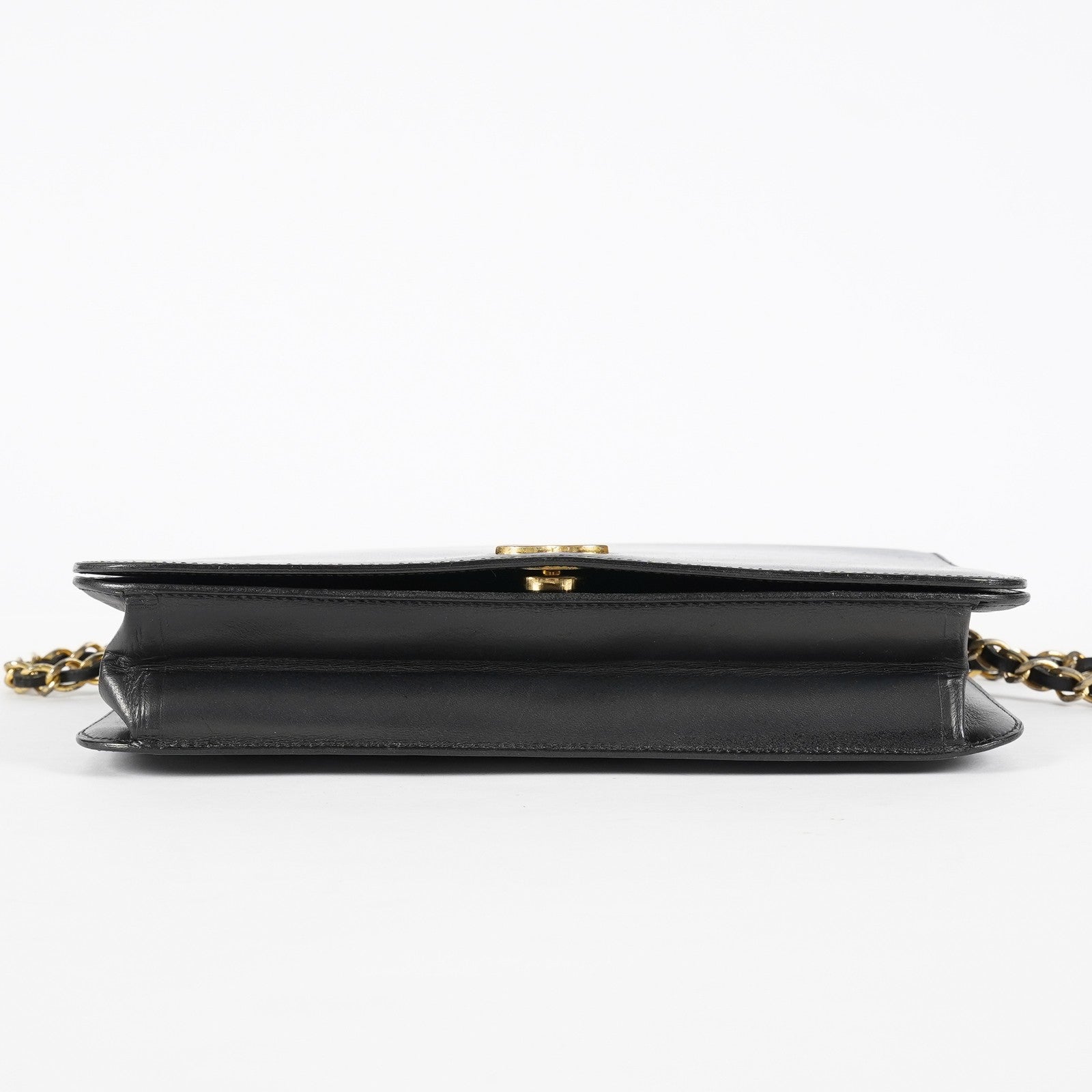 Chanel Calfskin Flap Chain Shoulder Bag 25cm Black Used Vintage CC 08E1011440006