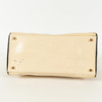 kate spade handbag beige black with bow gold logo plate leather 225243940936
