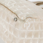 Chanel Travel Line Tote Bag Beige Nylon Leather Used Handbag 09M351246308