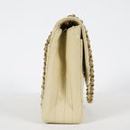CHANEL Vintage V Stitch Flap Chain Shoulder Bag 25cm Beige Lambskin 08E077370012