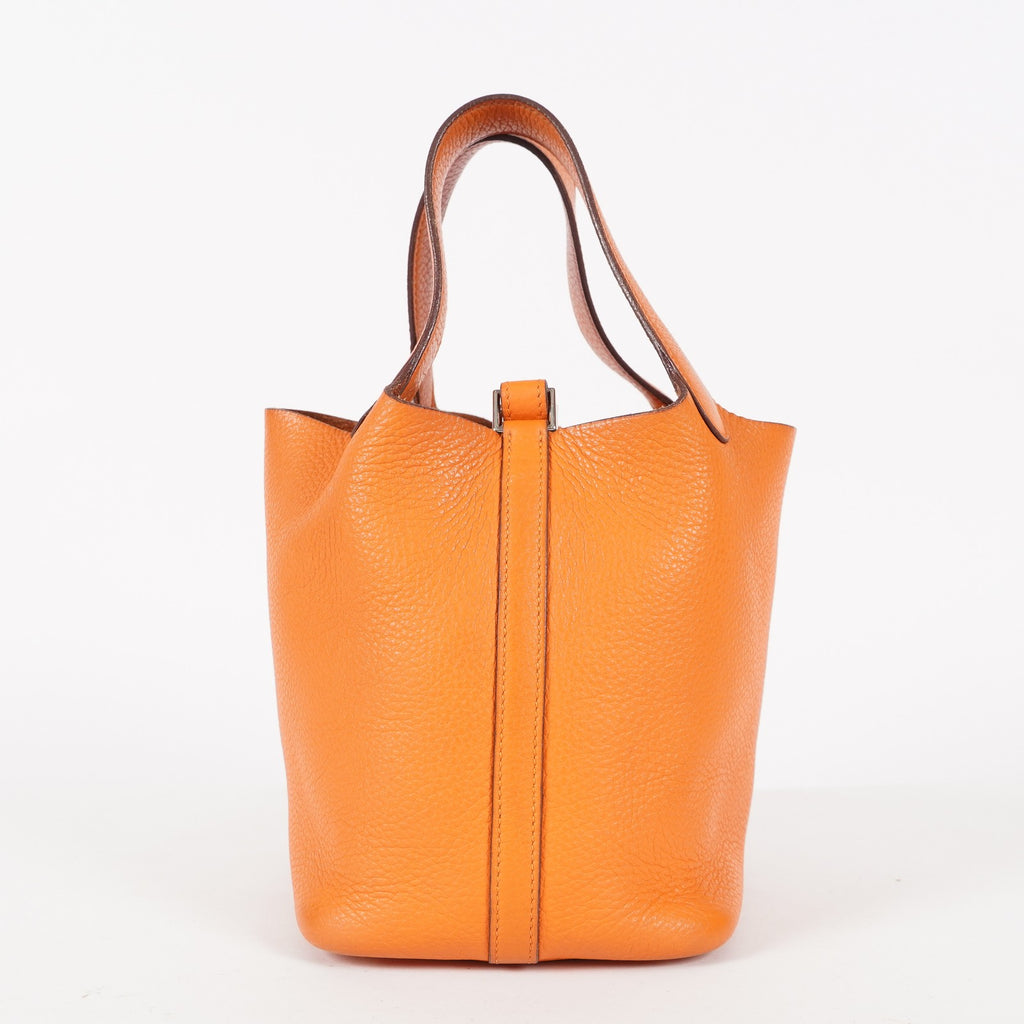 HERMES Picotin PM 18 Taurillon Clemence Orange Handbag Bag 05E0119250016