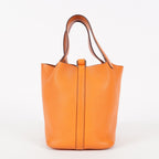 HERMES Picotin PM 18 Taurillon Clemence Orange Handbag Bag 05E0119250016