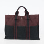 Hermes Fourre-Tout GM Bordeaux Black Canvas Tote Bag Handbag Used 08E06825008