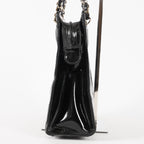 CHANEL CC Logo Chain Shoulder Tote Bag Patent Leather Black Vintage 03E255170011