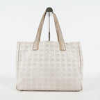 Chanel Travel Line Tote Bag Beige Nylon Leather Used Handbag 09M41793108