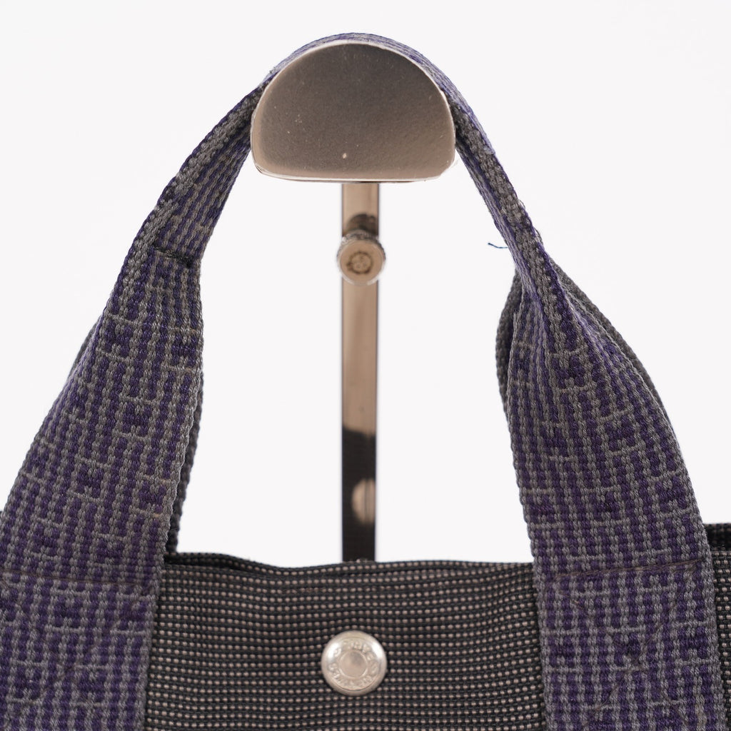 Hermes Herline MM Tote Bag Gray Canvas H Logo Used 07E20825001