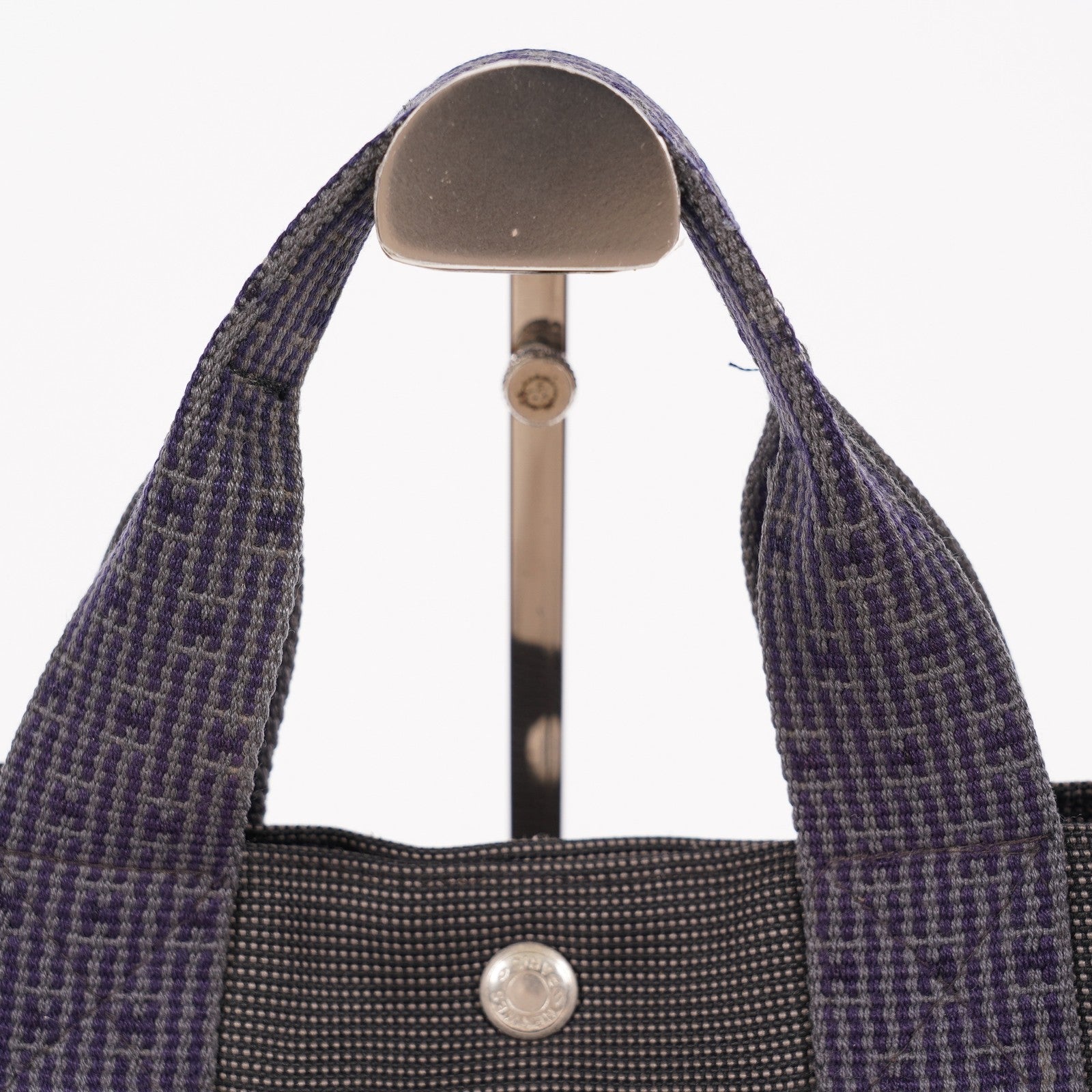 Hermes Herline MM Tote Bag Gray Canvas H Logo Used 07E20825001
