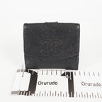 Chanel Caviar Skin Black  Trifold Wallet Compact 06E46825025