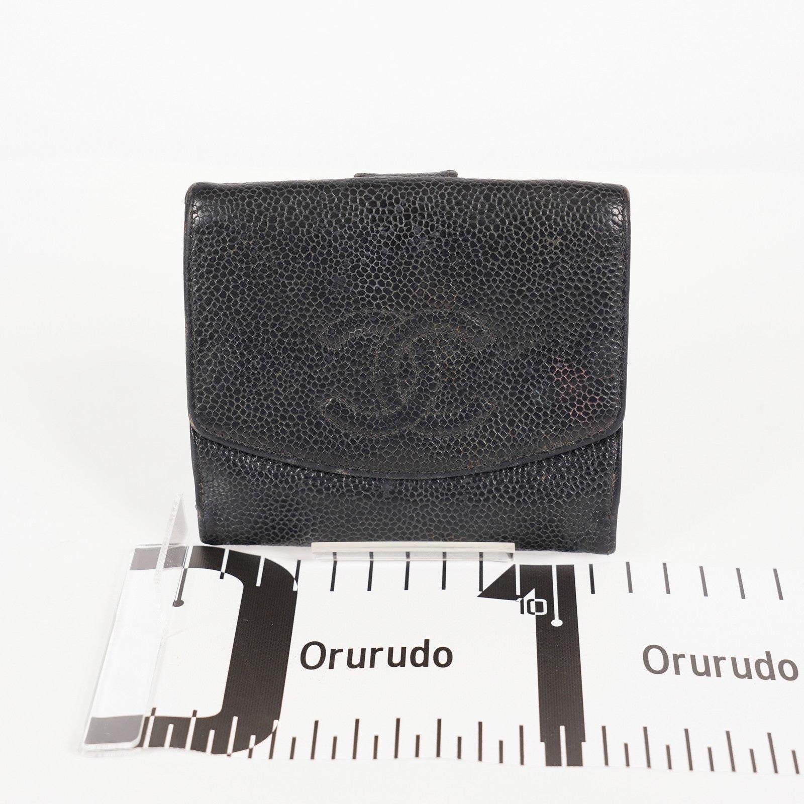 Chanel Caviar Skin Black  Trifold Wallet Compact 06E46825025