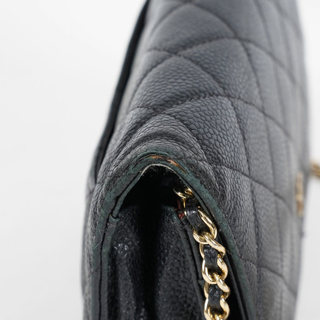 Chanel Caviar Quilted Wallet On Chain WOC Black Crossbody Bag Gold 07E2620790012