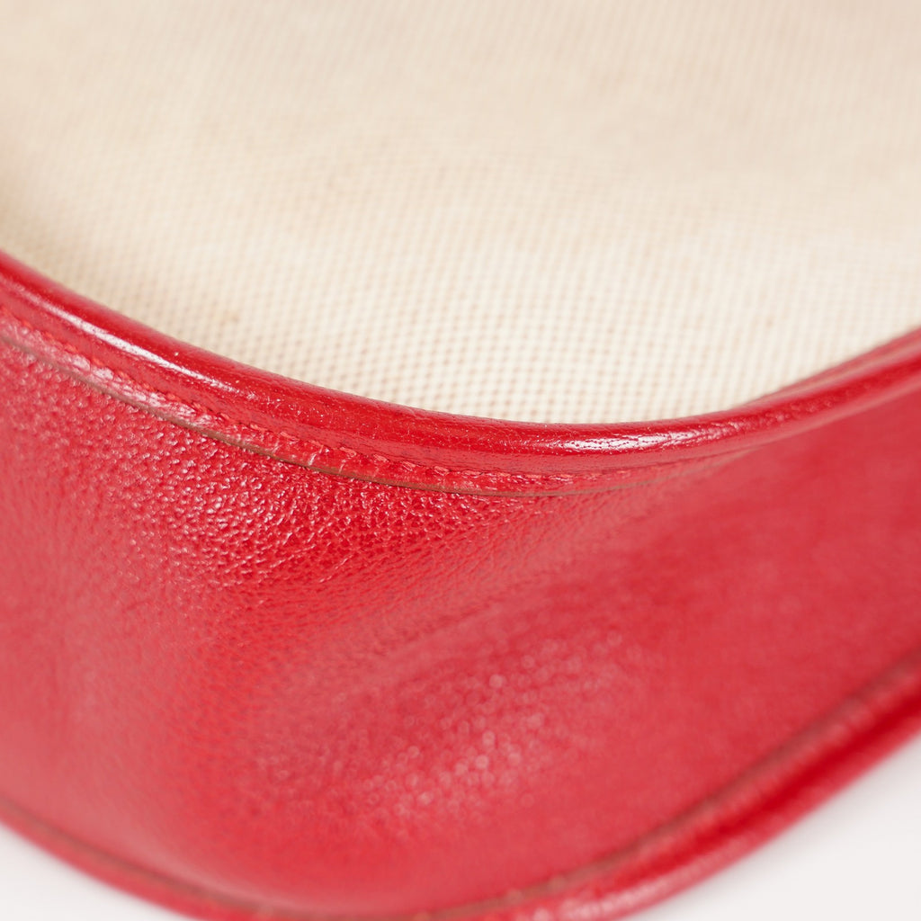 Hermes Rouge Red Taurillon Clemence Leather and Canvas Evelyne 06E0113310019