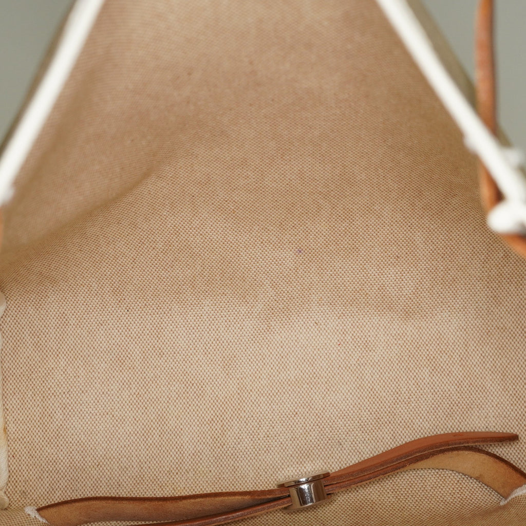 Hermes Herbag Ado PM Backpack Beige Canvas Leather 2way Bag Used 07E404730012