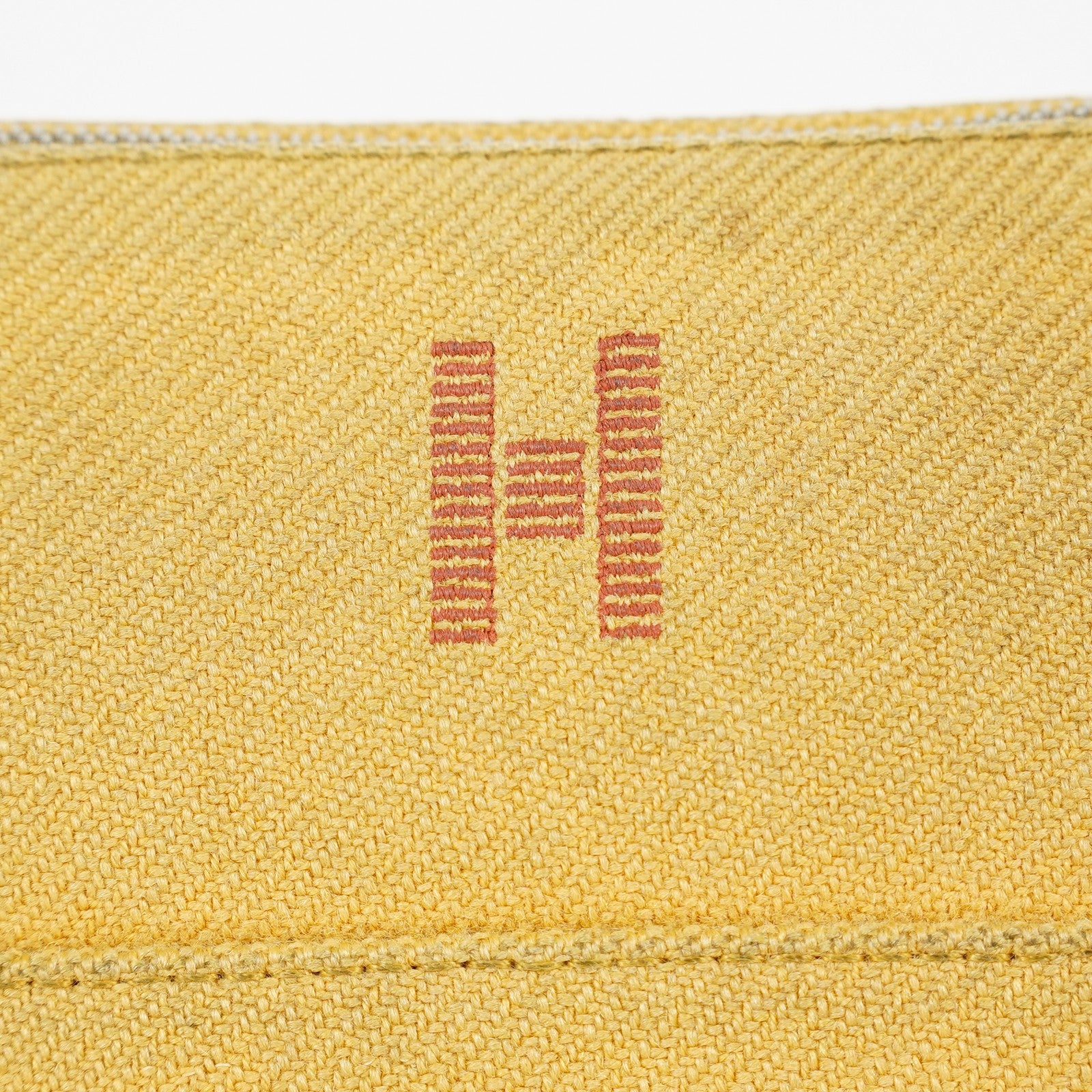 Hermes Bolide Pouch 20 Mini Yellow Cotton Canvas Cosmetic Pouch Used 07E24495009