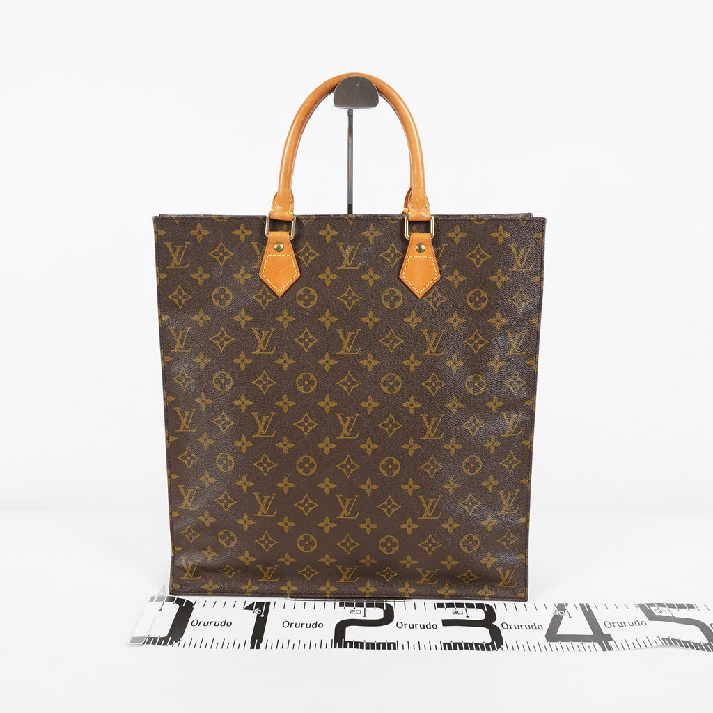 Louis Vuitton M51140 Monogram Sac Plat Tote Bag Brown Canvas Used 08E132310002
