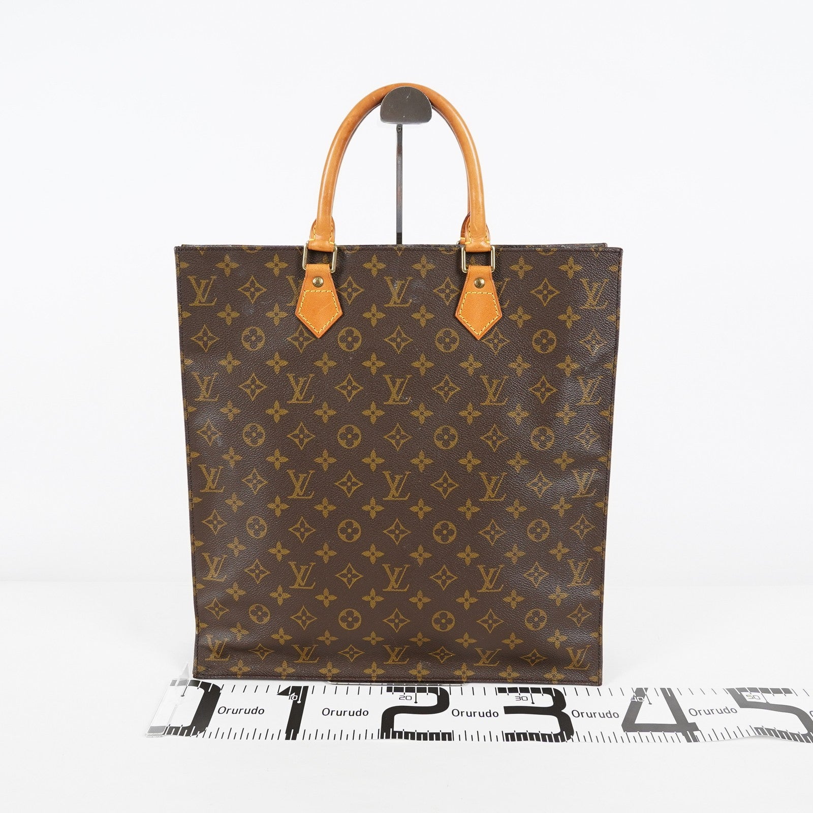 Louis Vuitton M51140 Monogram Sac Plat Tote Bag Brown Canvas Used 08E132310002